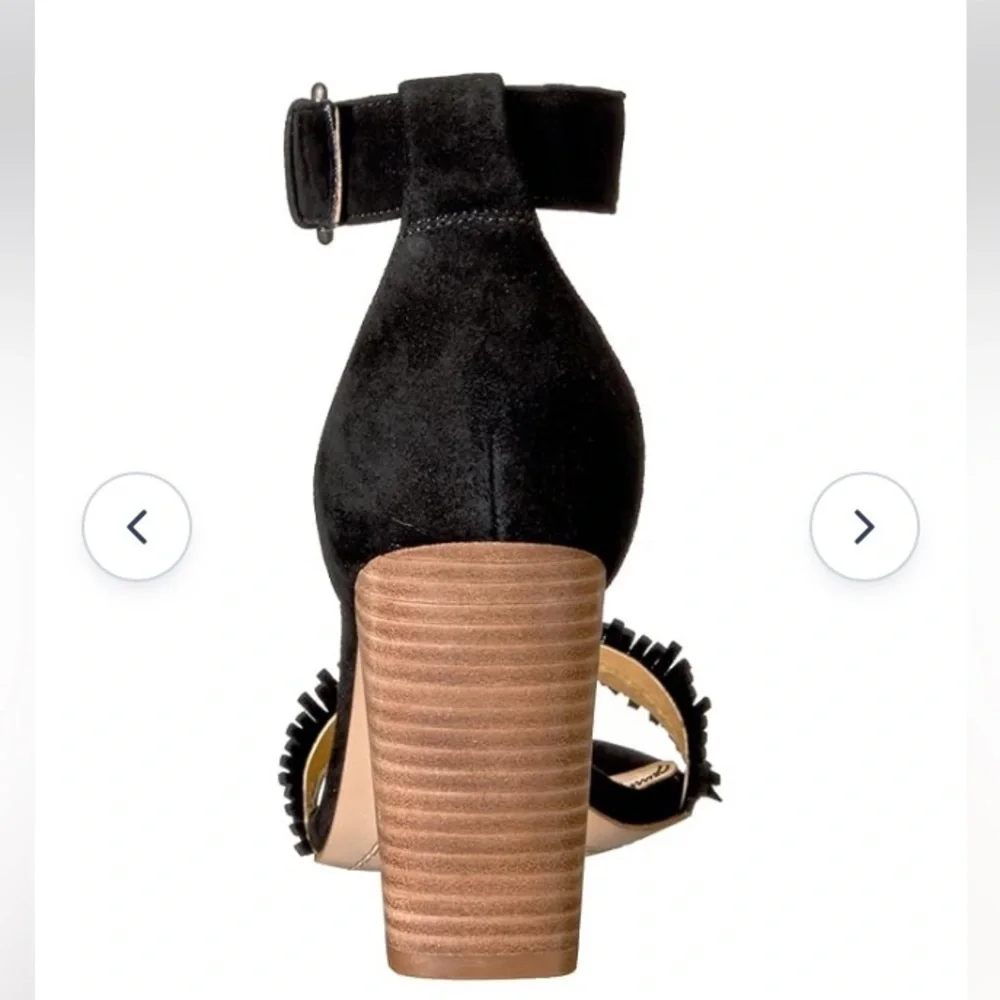 SPLENDID Black Suede Jakey Ankle Strap Block Heel Sandals 10 sexy party cocktail